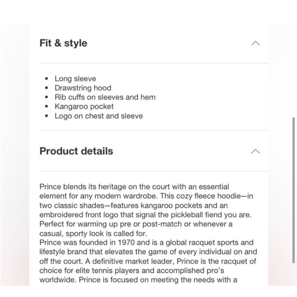 NEW! Men's Prince Pickleball Pullover Sweatshirt Hoodie by TARGET X-Large - Picture 3 of 4